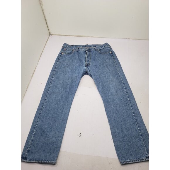 Levis 501 Jeans Mens 36x30 Blue 5 Button Denim Pants Washed Out Faded Workwear